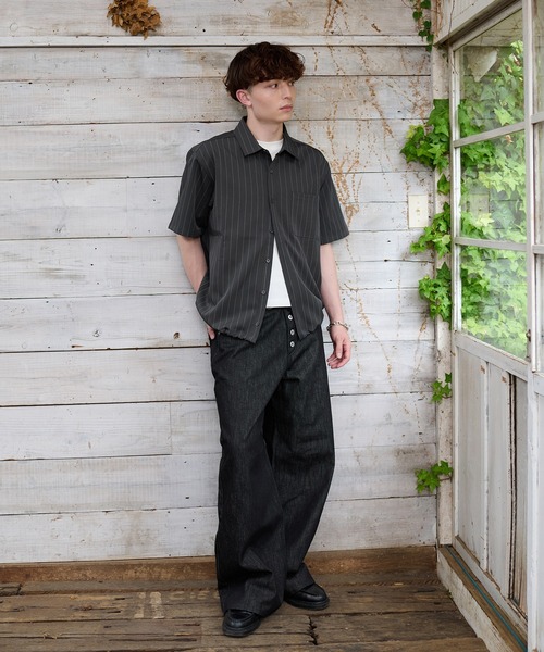 kutir（クティール） シャツ DRAWCORD STRIPE SHIRT／ドローコード