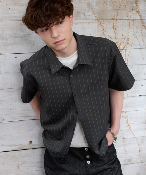 kutir（クティール） シャツ DRAWCORD STRIPE SHIRT／ドローコード