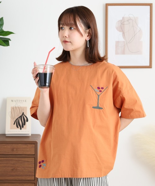 ブラウス シャツ EMAGO カクテル刺繍ブラウス レディース