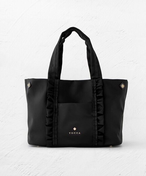 TOCCA ブラック トートバッグ 撥水・A4サイズ対応】RIBBON BRICK A4TOTE トートバッグ