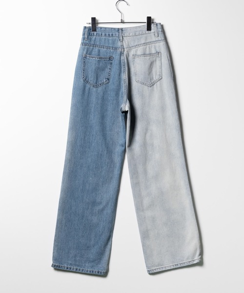 [me+em select] повреждение обработка Denim брюки LARGE голубой женский 