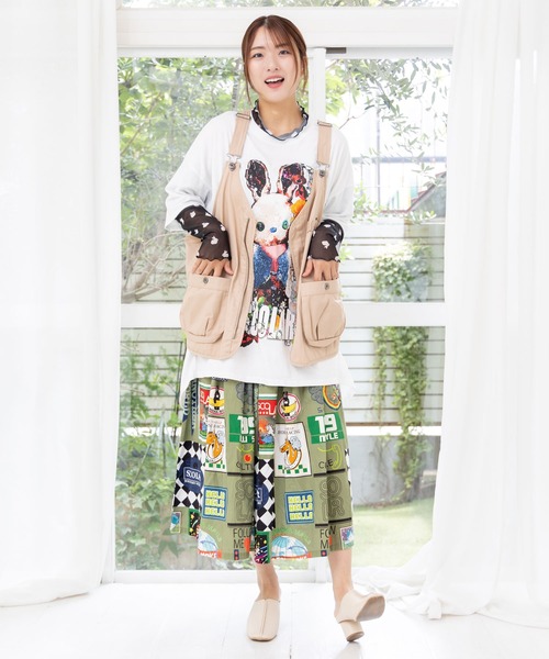 ScoLar tシャツ 152745：ウサぬい柄レイヤード風 接触冷感