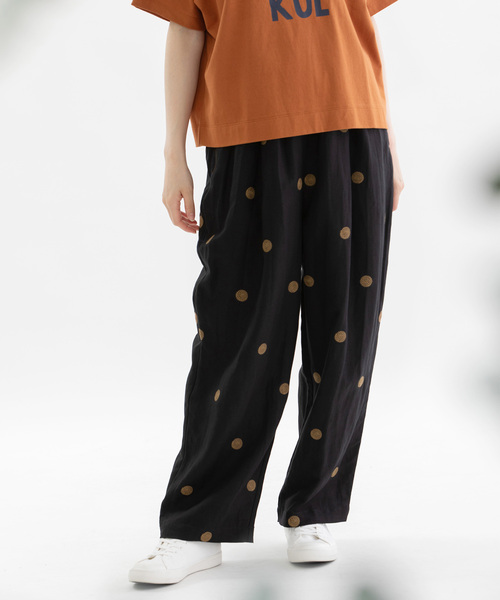 ノップドゥノッド（nop de nod）/Pommeリネンレーヨンpolka刺繍ボリュームタックパンツ nop de nod（ノップドゥノッド） パンツ Pommeリネンレーヨンpolka刺繍