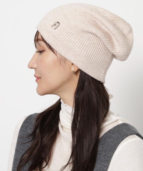 FURLA ニット帽 ニットキャップ リブニット帽 ”アーチロゴ