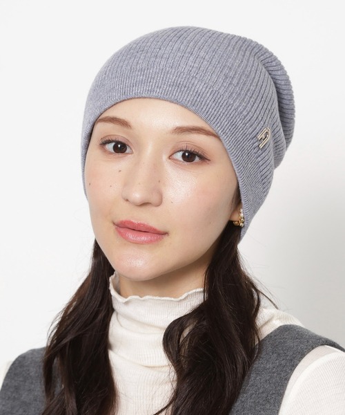 リブ編み 黒 ニット帽 コントラストロゴ XLARGE（エクストラ ラージ） ニット帽 ニットキャップ SLANTED OG RIB