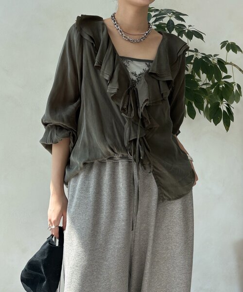 DouDou（ドゥドゥ） ブラウス シャツ キュプラフリルブラウス