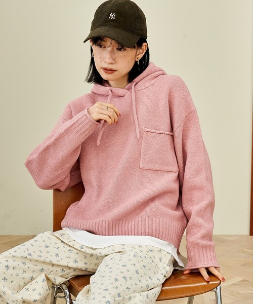 ニット フーディーニットプルオーバー レディース FREAK'S STORE（フリークスストア） ニット セーター ポケット付き