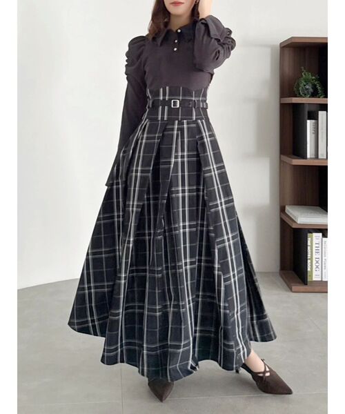 dazzlin（ダズリン） ワンピース シャツカラーコルセットタック