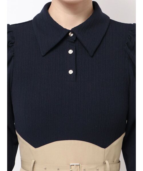 dazzlin（ダズリン） ワンピース シャツカラーコルセットタック