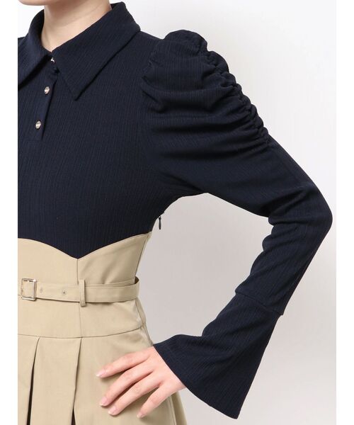 dazzlin（ダズリン） ワンピース シャツカラーコルセットタック