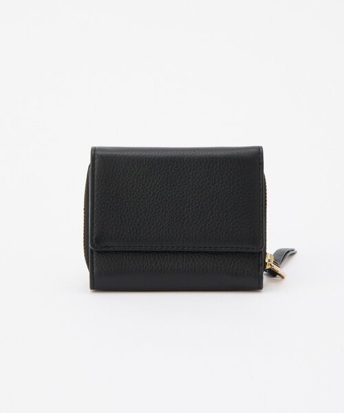 財布 レディース 二つ折り 新品 russet ラシット モノグラム レザー 黒 russet（ラシット）の「Monogram Press モノグラムレザー2つ折り