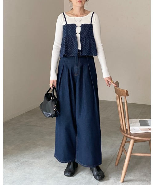 She's Closet セットアップ ペプラムギャザーデニムキャミソール