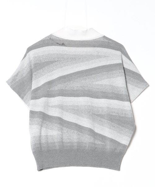 「TOGA PULLA」 ボーダー柄半袖ニット S グレー レディース_画像2