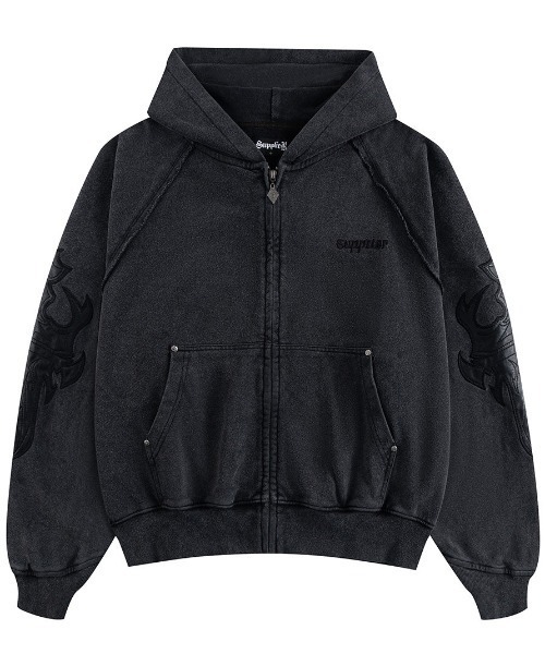 Supplier フード付きパーカー フーディ | RUSSELL x SUPPLIER Wing Cross Zip Hoodie | SUPPLIER