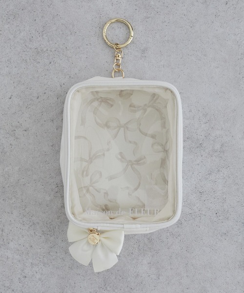 【ぽんこ☆さま】ポーチ ❤︎ ジョリーフルール Maison de FLEUR（メゾンドフルール） ポーチ リボンプリントクリア