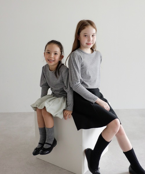 tシャツ 「3-10才対応」袖ギャザーロングカフスプルオーバー キッズ 子供服 女の子 | BONJOUR SAGAN enfant | 18
