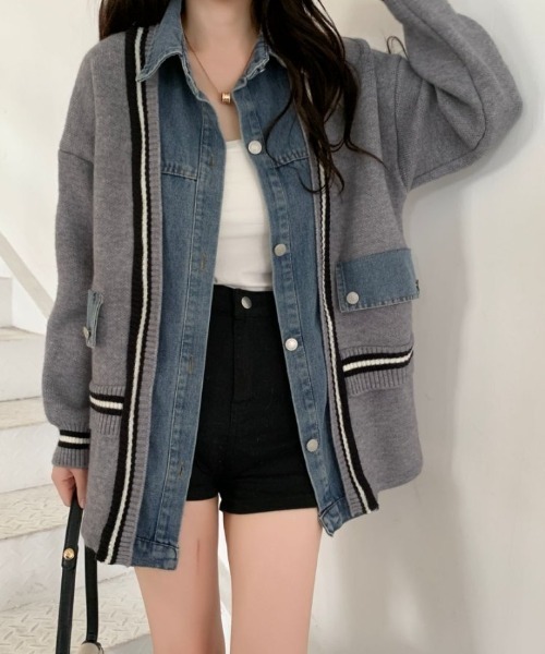 ABITOKYO（アビトーキョー） カーディガン デニムドッキングニット