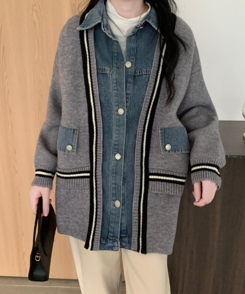 ABITOKYO（アビトーキョー） カーディガン デニムドッキングニット