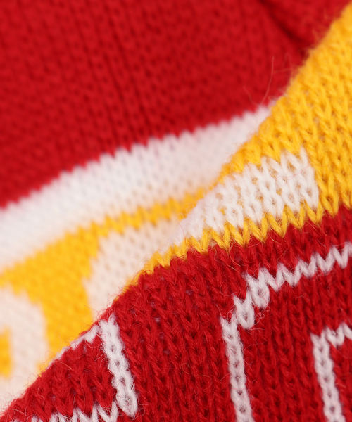 //さらはな// Sov. 刺繍ノースリーブニット 黄色 赤 スリフティールック( THRIFTY LOOK ) LIGHTNING HAND KNIT CREW