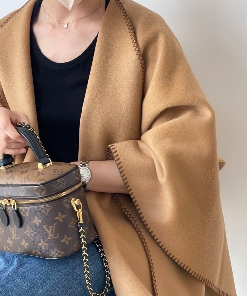 emi+ ポンチョ ニットメルトンポンチョコート レディース : ZOZOTOWN