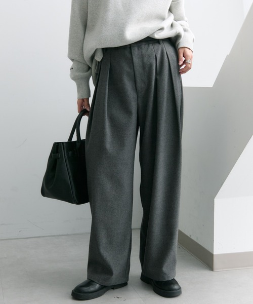 pual ce cin スラックス パンツ 「M/Lサイズ展開」ツータック起毛