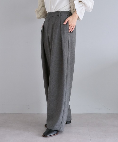 pual ce cin スラックス パンツ 「M/Lサイズ展開」ツータック起毛