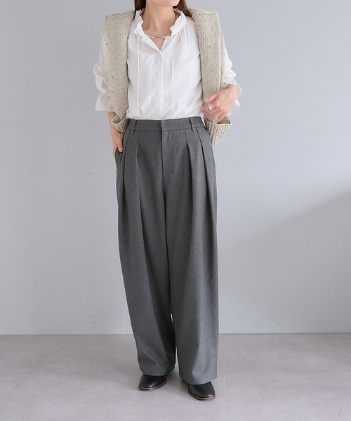 pual ce cin スラックス パンツ 「M/Lサイズ展開」ツータック起毛