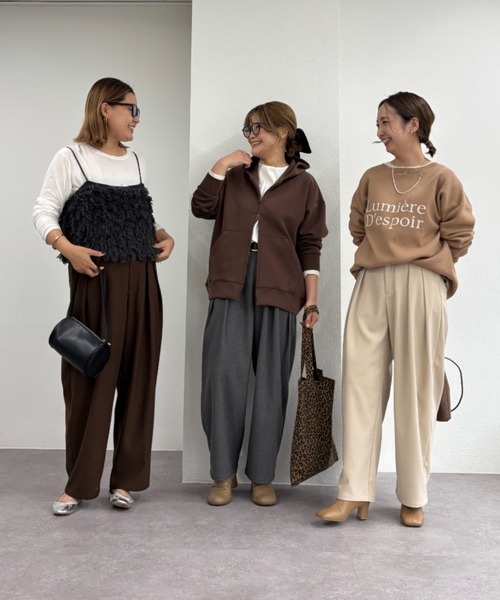 pual ce cin スラックス パンツ 「M/Lサイズ展開」ツータック起毛