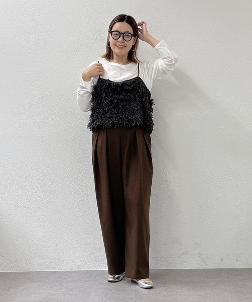 pual ce cin スラックス パンツ 「M/Lサイズ展開」ツータック起毛