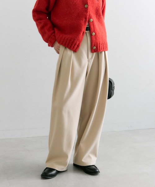 pual ce cin スラックス パンツ 「M/Lサイズ展開」ツータック起毛
