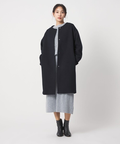 A DAY IN THE LIFE ノーカラーコート コート カシミヤブレンド ノー