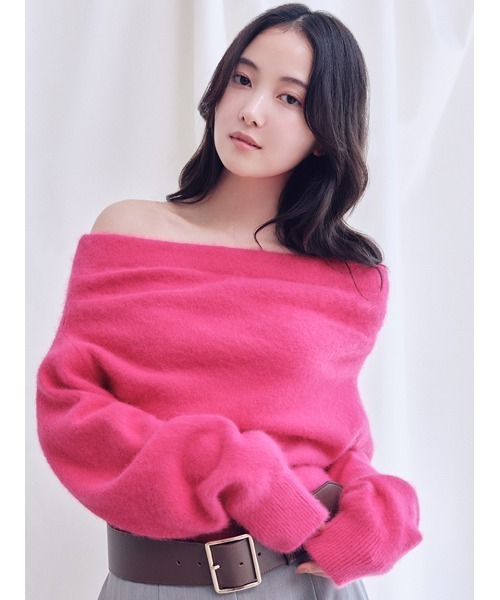 SNIDEL フォックスカシミヤオフショルプルオーバー　新作　新品 SNIDEL（スナイデル） ニット セーター 「HIGH QUALITY」フォックス