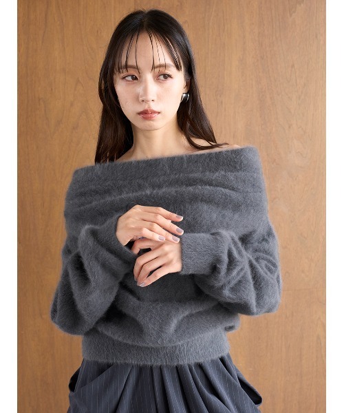 SNIDEL フォックスカシミヤオフショルプルオーバー　新作　新品 SNIDEL（スナイデル） ニット セーター 「HIGH QUALITY」フォックス