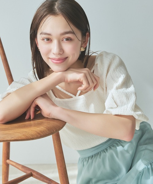 「mysty woman」 半袖カットソー FREE オフホワイト レディース_画像2