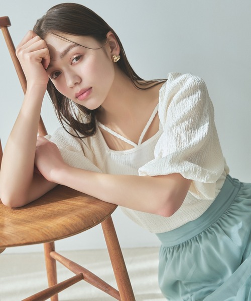 「mysty woman」 半袖カットソー FREE オフホワイト レディース_画像5