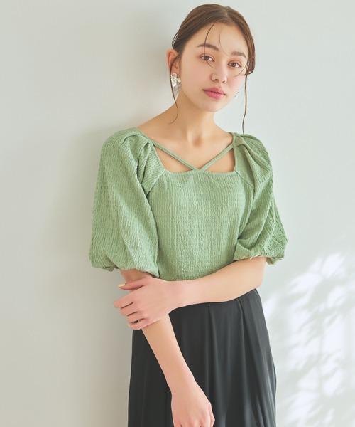 「mysty woman」 半袖カットソー FREE オフホワイト レディース_画像8