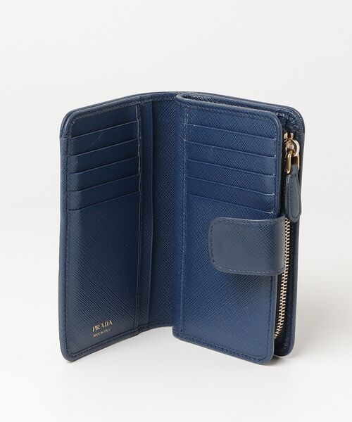 PRADA サフィアーノレザー 二つ折り財布 青 PRADA（プラダ） サフィアーノ 二つ折り 財布 - ブルー レディース