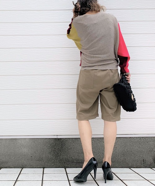 「Q」 ハーフパンツ MEDIUM オリーブ レディース_画像5