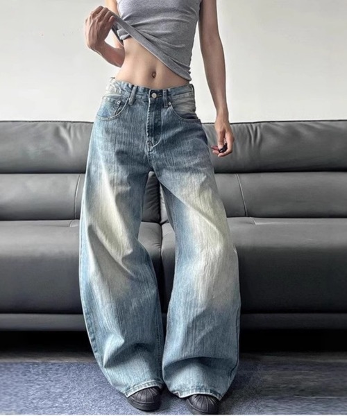 NEW GENTLEMAN ワイドパンツ ジーンズ デニム デニムパンツ アイス