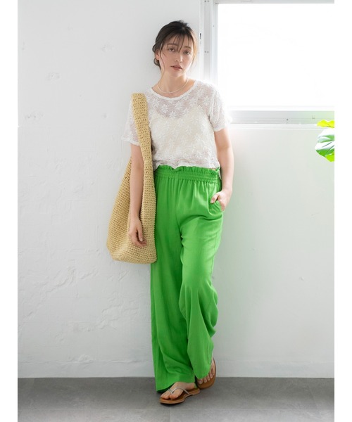 Ungrid（アングリッド） ワイドパンツ パンツ ウエストデザインリネン