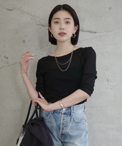 anuans（アニュアンス） tシャツ バックオープンシアーカットトップス