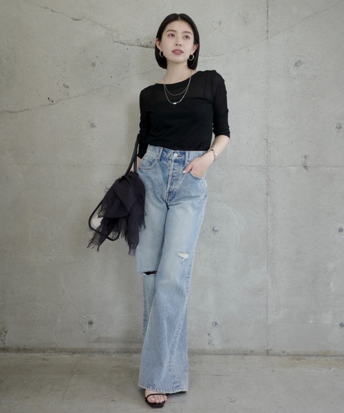 anuans（アニュアンス） tシャツ バックオープンシアーカットトップス