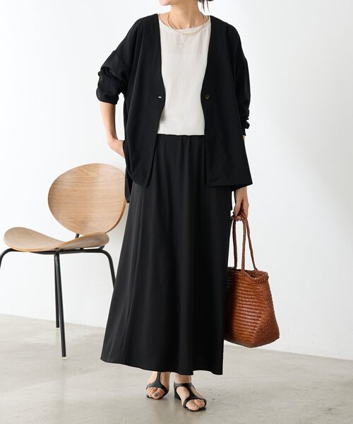 ビアズリー ナイロンフリルハオリジャケット ブラック 24,200円 BEARDSLEY（ビアズリー） コート アウター ストレッチジョーゼット