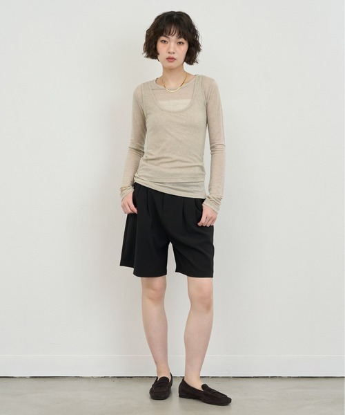 NUJOH パンツ Tuck Half Slacks / タックハーフスラックス レディース