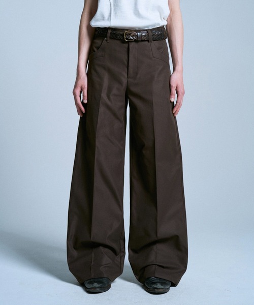 Camphor wood スラックス PRESSED POLYESTER FLARE SLACKS / センター