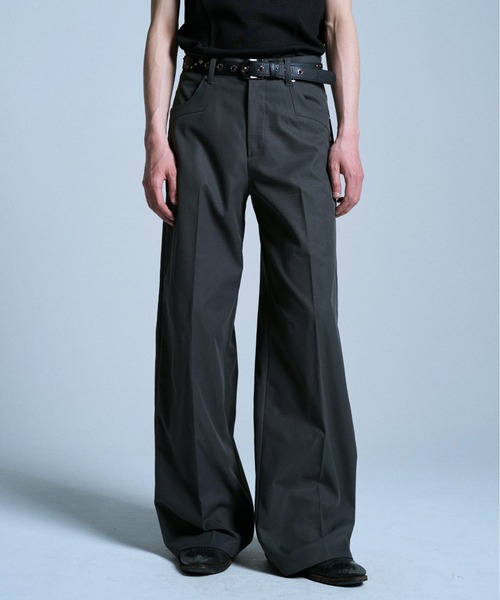 Camphor wood スラックス PRESSED POLYESTER FLARE SLACKS / センター