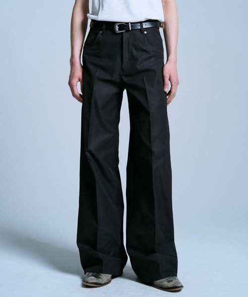 Camphor wood スラックス PRESSED POLYESTER FLARE SLACKS / センター