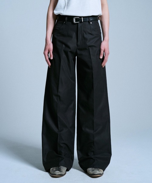 Camphor wood スラックス PRESSED POLYESTER FLARE SLACKS / センター