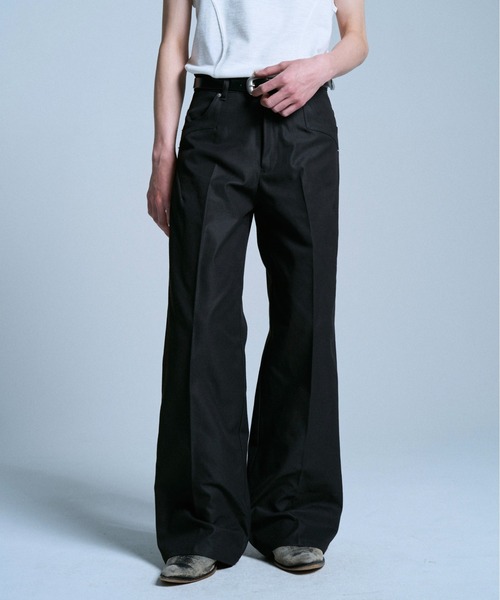 Camphor wood スラックス PRESSED POLYESTER FLARE SLACKS / センター