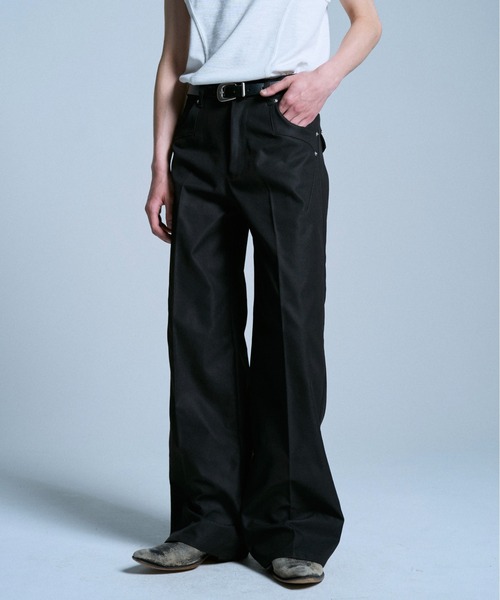 Camphor wood スラックス PRESSED POLYESTER FLARE SLACKS / センター